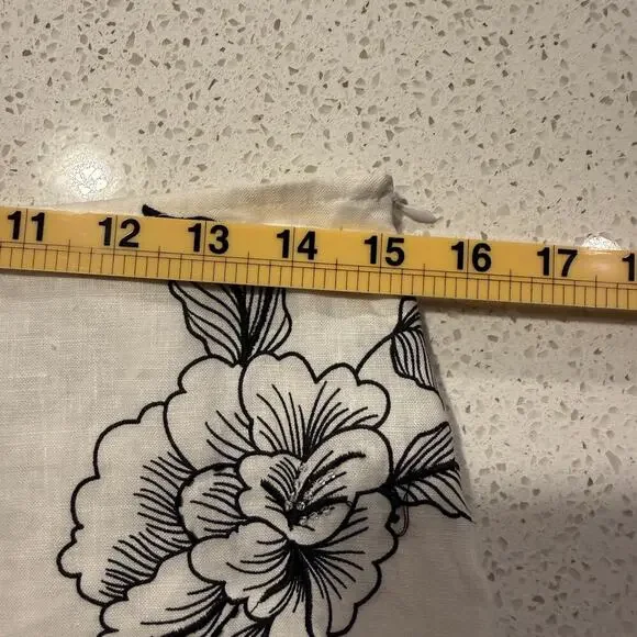 John Paul Richard 100% Linen Floral Skirt Black White Midi 8 Boho Cottage Chic - Picture 6 of 7